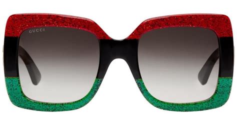 gucci sunglasses womenred and green on side|Gucci 56mm square sunglasses.